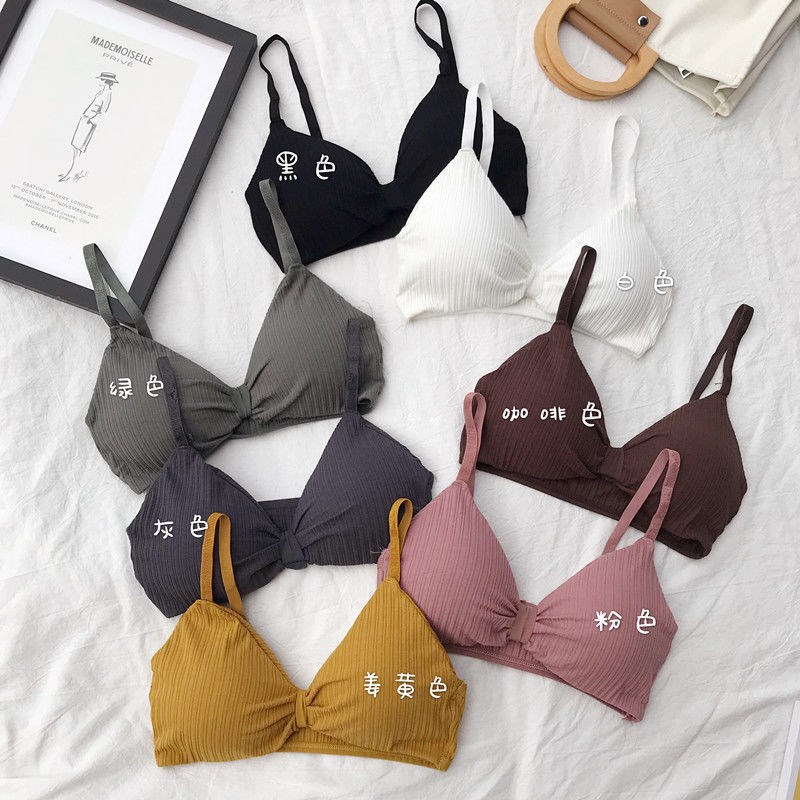 Sexy vẻ đẹp trở lại sling đồ lót nữ sinh Han phiên bản của áo ngực tụ tập nhỏ áo ngực cô gái lau ngực không áo ngực vòng thép bọc mỏng.