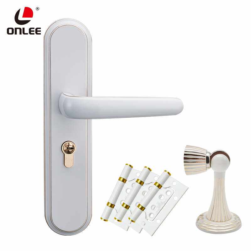 Ouli indoor bedroom door lock European and American black silent solid wood door lock powder room simple door handle lock