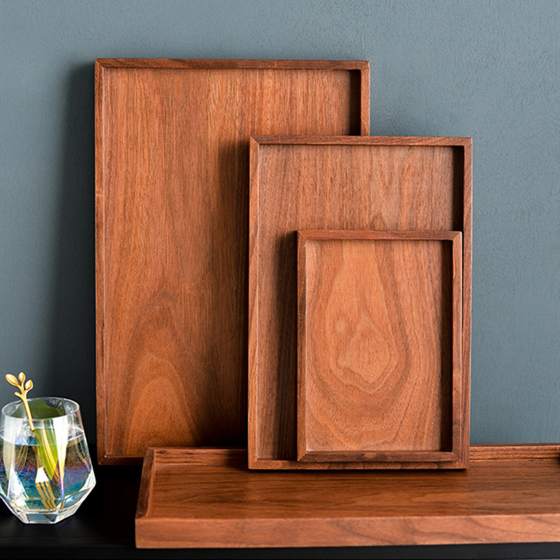 Walnut tray wooden rectangular plate Solid wood plate tea plate baked pizza plate steakwood plate