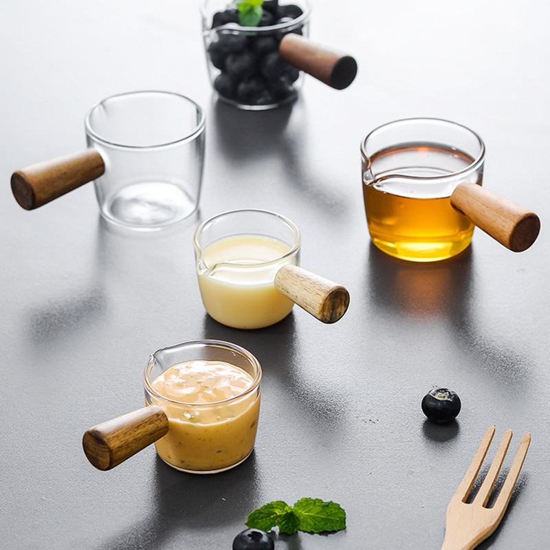 With handle mini milk cup Japanese coffee small milk pot creative cute glass sauce vinegar sauce sauce sauce snack plate tableware