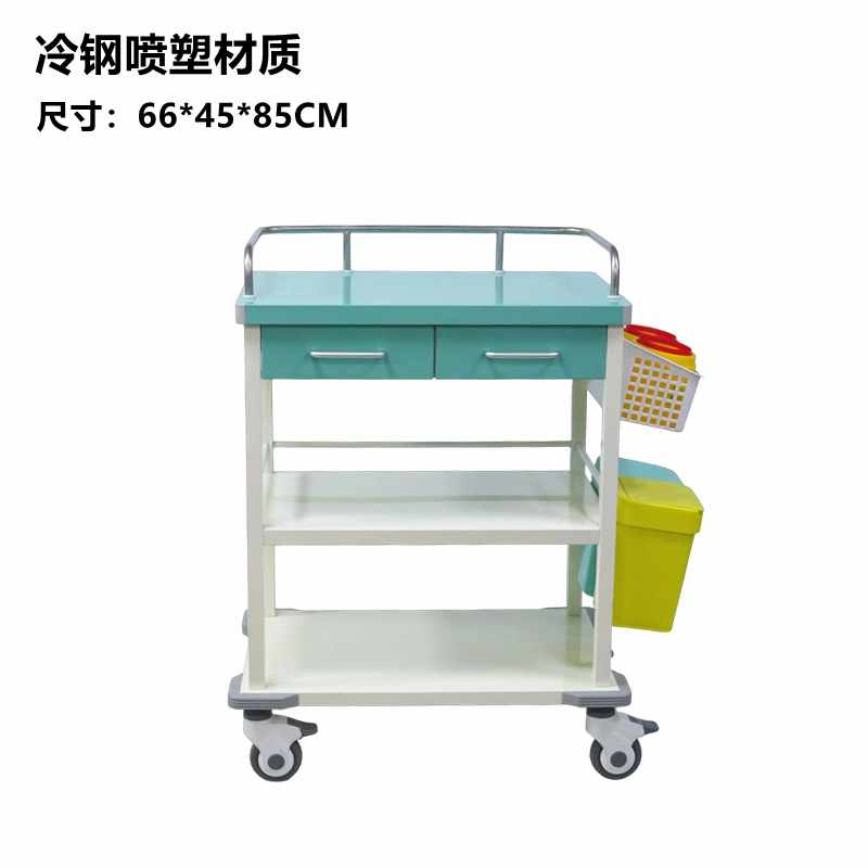 医用治疗车冷钢喷塑推车换药护理推车塑钢仪器车打针急救送药台车