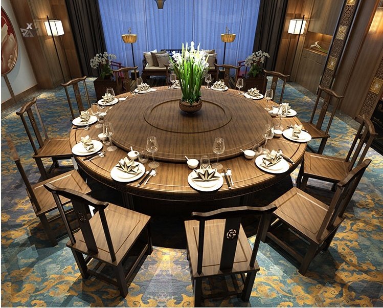 Modern simple new Chinese round table electric dining table for big round table hotel table and chair combination hotel furniture