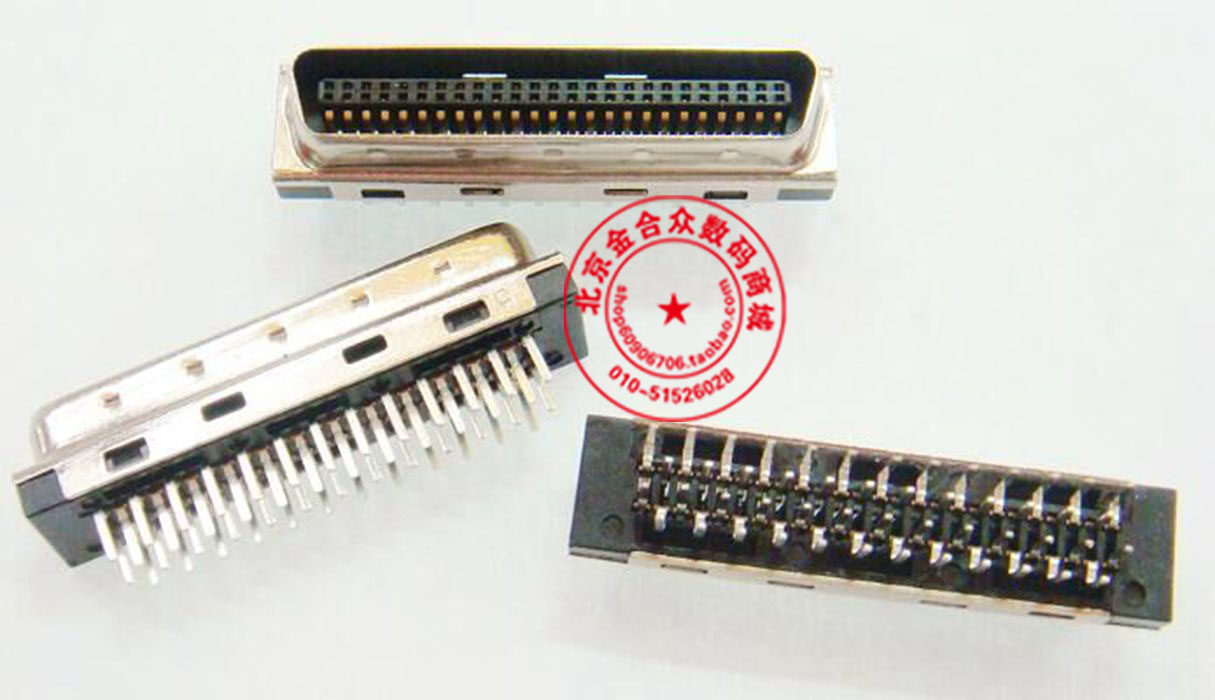 SCSI 50 male 180 degree four-row plug-in board CN type 50 male 180 degree in-line plug-in 50 male head welding plate type