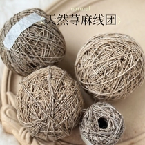 Retro hemp rope natural nettle thread ball creative knitted hat crochet pastoral home furnishings B&B decoration shooting