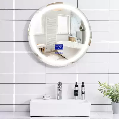 Powder room smart mirror Touch screen Bathroom mirror Wall-mounted toilet anti-fog mirror with LED light Bluetooth makeup mirror