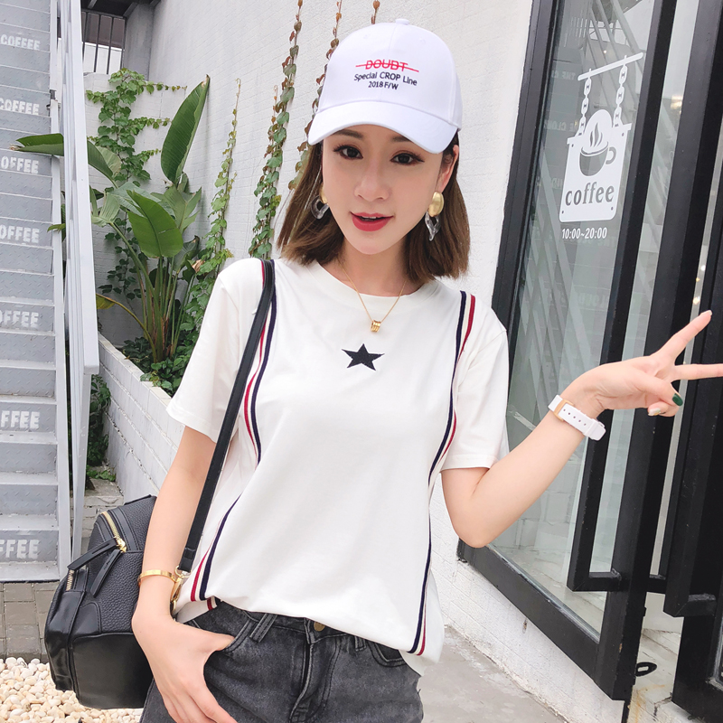 2018夏季外出時尚側開式哺乳衣T恤潮媽短袖純棉寬松產后喂奶上衣