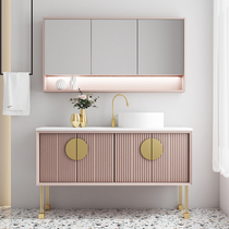 Oak Wood Bath Cabinet Floor Type Marble Washstand Washbasin Cabinet Combined Toilet Wash Terrace Modern Brief