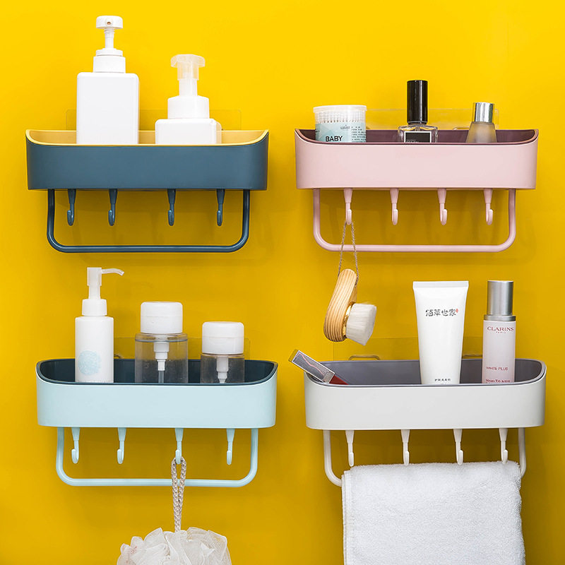 Bathroom rack multi-functional powder room punch-free storage pendant toilet towel rack washstand wall-mounted