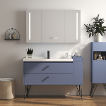 Nordic Bathroom Cabinet Blue Smart Mirror Cabinet Solid Wood Wash Face Handsurface Basin Bed Balcony Toilet