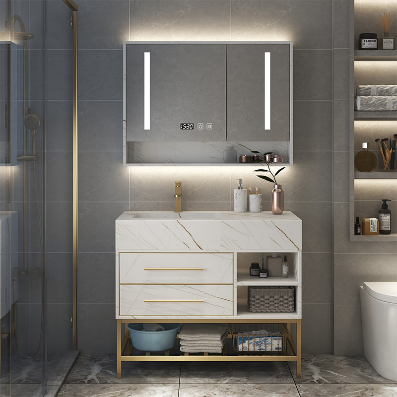 Rock panel Bathroom Cabinet Combined Makeup Room Double Smart Bathroom Bathroom Bathroom Bathroom Different Smart Mirror Cabinet