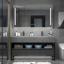 Rock plate bath room cabinet floor type integrated basin washstand washbasin cabinet combined toilet washing table intelligent mirror cabinet