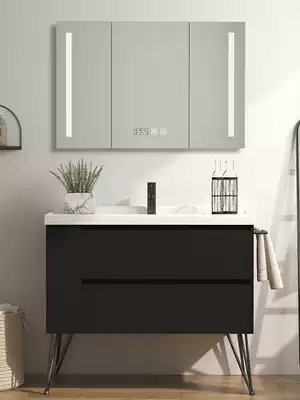 Nordic bathroom cabinet Floor-to-ceiling black smart mirror cabinet Powder room sink sink sink washbasin cabinet combination