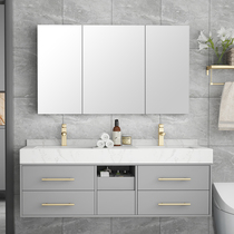 Nordic Bath Room Cabinet Combined Rock Board Toilet Hung Wall Type Intelligent Feng Shui Mirror Cabinet Wash Face Wash Wash Terrace Basin Cabinet