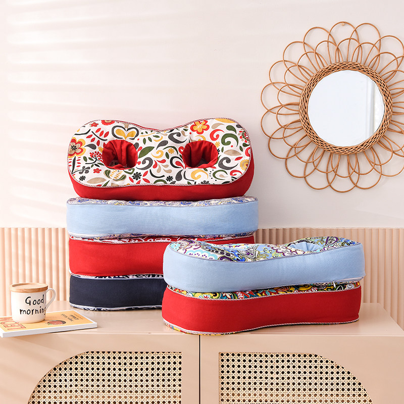 Two-hole protective ear pillow pure cotton old coarse cloth detachable washpillowcase full buckwheat leather hard pillow core single millet shell soft pillow