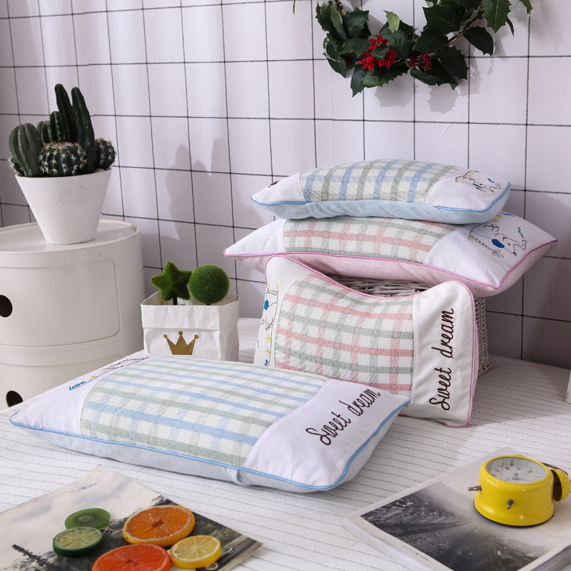 Child Summer Pillow Cartoon Ice Silk Pillowcase Pure Cotton Kid Baby Baby Buckwheat Styled Pillow Core Ice Pillow Summer