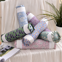 Round Small Pillow Full Cotton Pillowcase Detachable Buckwheat Leather Pillow Inner Cylindrical Candy Pillow Help Sleep Health Care Neck Pillow