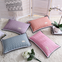 Korean version public main wind washed cotton Jomcorn pillows adult full buckwheat shell Jane approachable pure color lace pillow core millet crust pillows