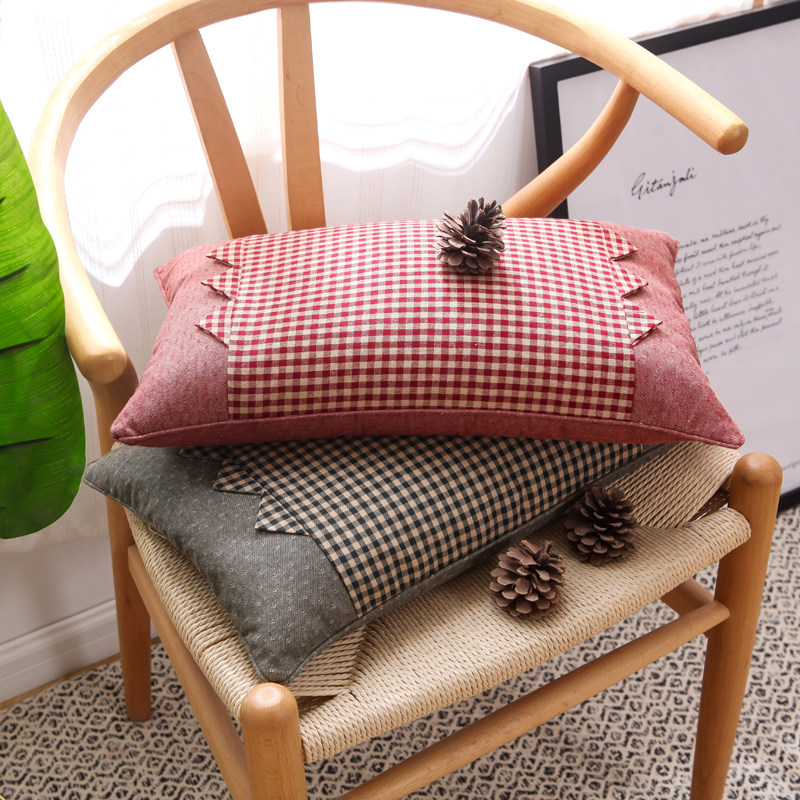 Full cotton pillow Han style plaid washed cotton pillowcase children student bitter buckwheat wheat leather pillow core adult neck and neck nap pillows