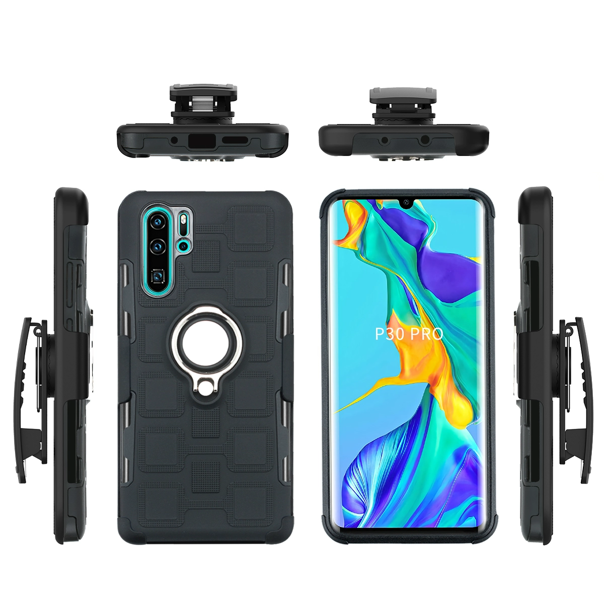 Giá đỡ vòng chống rơi HUAWEI P30 Pro treo lưng vỏ sau Kẹp thắt lưng P30 Lite Vỏ bảo vệ điện thoại từ tính - Nhẫn