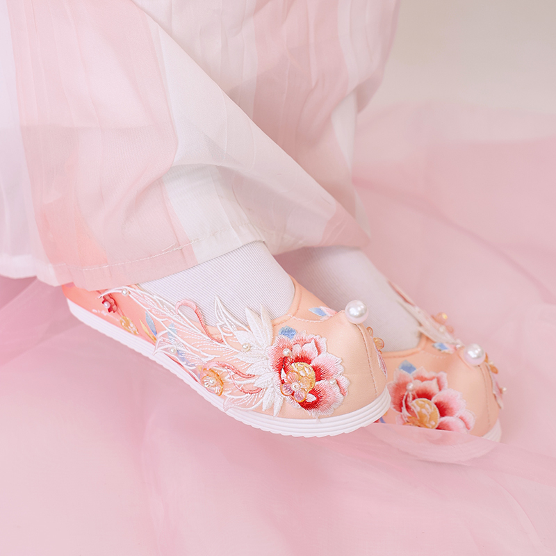 July Lotus Original [Feiyu] Three-Dimensional Embroidery Ancient Style Women's Hanfu Inner Height-Increasing Gradient Color Autumn Women's Single Shoes