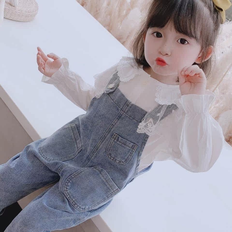 Baby Salt Can Sweet Fried Street Girl Cuddling Pants Jeans Jeans LOOSE LONG PANTS TWO-PIECE STYLE SUIT 100 HITCH