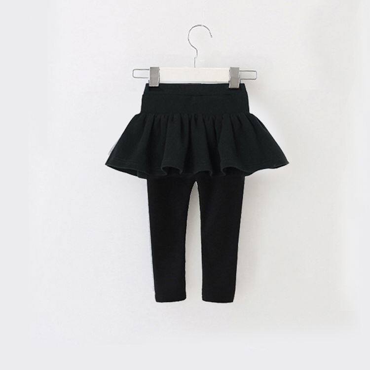 Little girl inside lap pants spring and autumn trendy fashion foreign girl elastic long pants outside wearing with skirt integrated fake two pieces