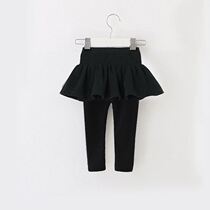 Small girl hit bottom pants spring autumn trendy fashion foreign gas girl elastic long pants outside wearing with skirt integrated fake two pieces