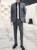 Mới kẻ sọc tối nam phù hợp với bộ đồ hai mảnh yuppie phong cách retro ánh sáng thanh niên phù hợp với xu hướng tự tu của nam giới - Suit phù hợp