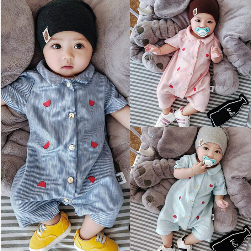French jacadi kid male and female baby Summer hyphens slim fit baby khaclothes cardiovert short sleeves go out for climbing