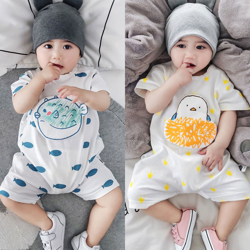 France's Jacadi kid baby even sweaters summer pure cotton slim fit baby cartoon khae out for climbing