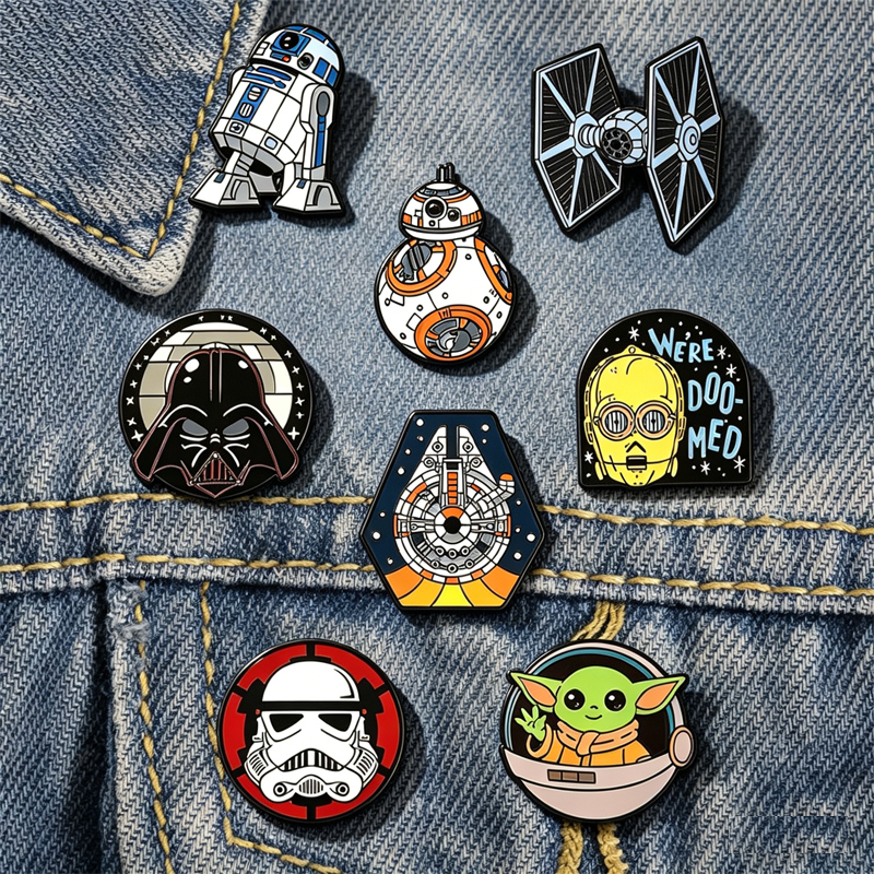 Star Wars Peripheral Alloy Brooch Cartoon Baby Yoda Tie Fighter Millennium Falcon Badge Accessories
