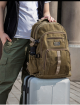 Прочная большая мощность толкается полотно двойной плеч рюкзак рюкзак мужская средняя школа студенческая школьная сумка ретро модные тренды путешествия