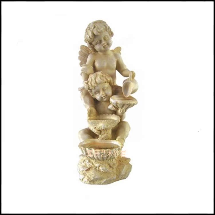 Artificial sandstone relief stone background wall indoor and outdoor decoration mural villa exterior wall garden sculpture angel water spray