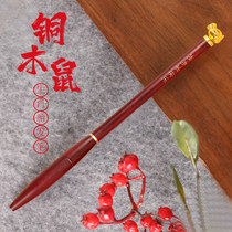 Brass zodiac mouse fetal hair pen fetal hair pen diy self-made baby hair souvenir newborn 100-day gift