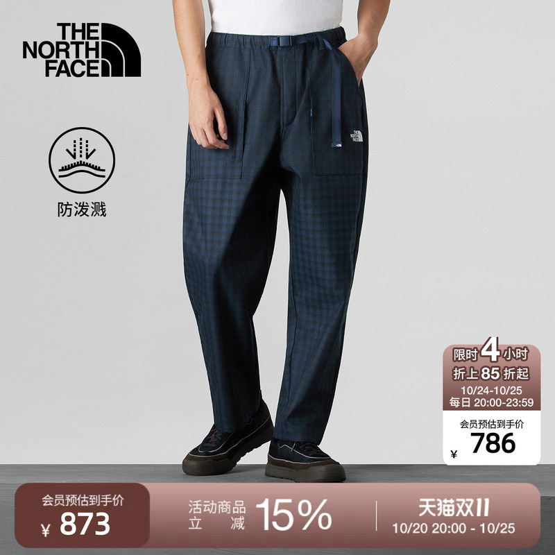 [Tmall Exclusive] North Face Ue Designer Plaid Casual Pants for Men, Water-Repellent Thenorthface