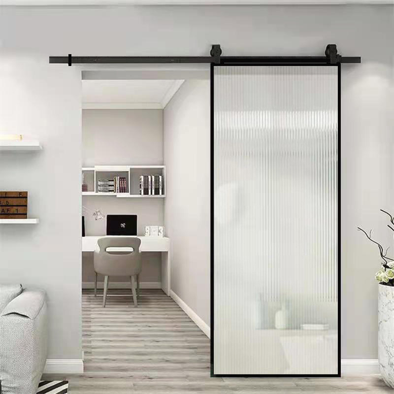 Minimum narrow border glass barn door titanium aluminum alloy warehouse Ancient door bathroom kitchen push and pull door