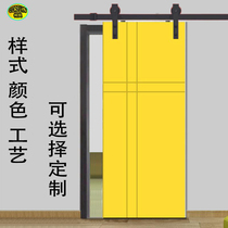 Customized solid wood barn door Nordic kitchen American warehouse ancient door modern moving door toilet with lock push pull rail door