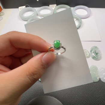 Jade ring silver inlay