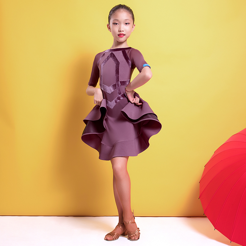 Latin Dance Performance Suit Women's Children Rehearsal for Summer Specialties Out of service Performance High-end Appraisal Exam Dance Suit 3273