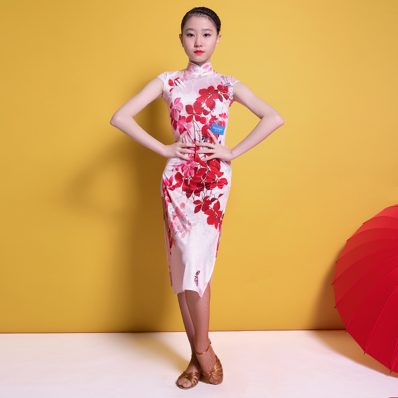 Girl Latin Dance Suit Professional Performance Suit Women Racing children Summer qipao Latin dance outfit upscale 3123