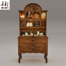 Retro European jewelry display cabinet wooden clothing store shoe bag wall display cabinet package column island cabinet