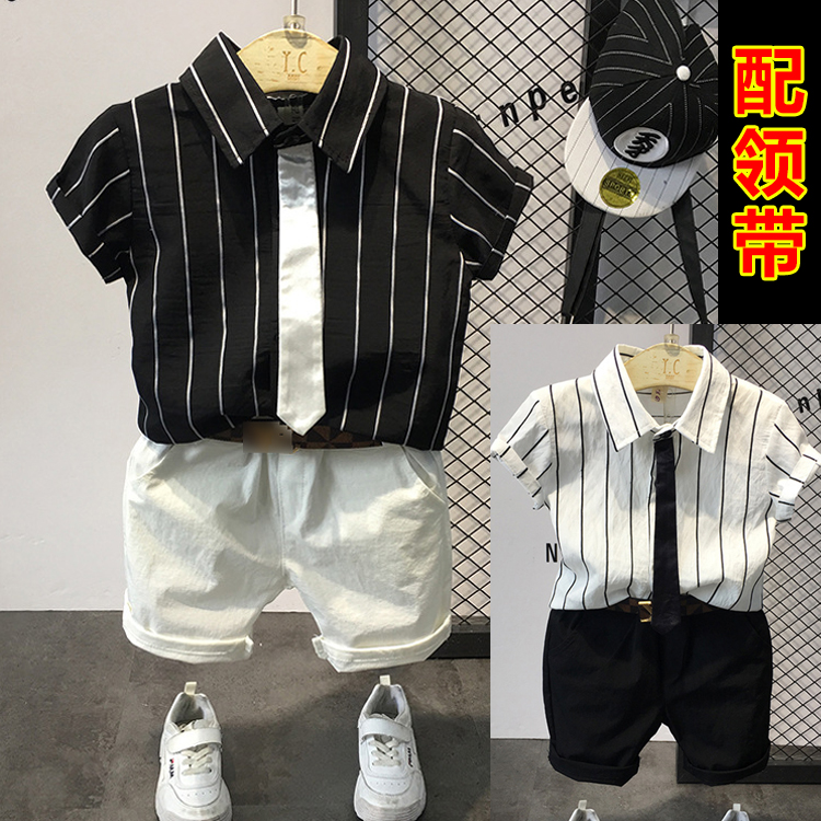 Summer boy's short sleeve shirt handsome suit Han edition of the baby's clothes 234567 year old baby summer clothes