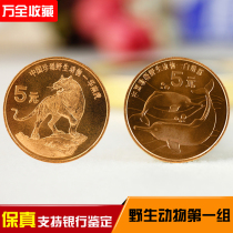 1996 China cherishes wildlife commemorative coins South China Tiger white fin dolphin 5 round face value fidelity