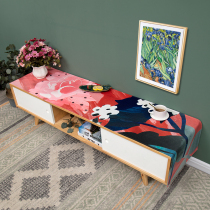 Art geometric cotton and linen rectangular TV cabinet cover cloth water-proof and dust-proof shoe cabinet cover towel table cloth wild table flag