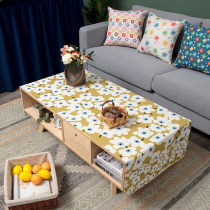 Nordic style floral tablecloth Net red small daisy dust-proof living room coffee table cover cloth water-proof cotton linen rectangular tablecloth