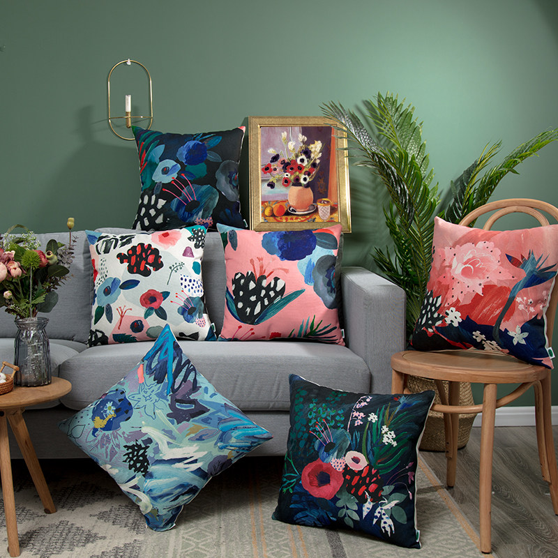 Art Water Ink Twist Cotton Twist Pillow Removable Pillowcase Sofa Leaning Back Cushion High Bounce Dining Room Chair Stool Backrest