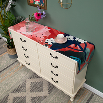 Nordic style art flower shoe cabinet cover cloth scratch-proof waterproof high-value small cabinet cover towel rectangular cotton linen tablecloth