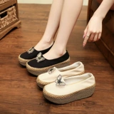 Этнические дышащие слипоны на платформе, ханьфу, обувь, этнический стиль, с вышивкой