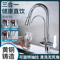 Kitchen sink Three-in-one faucet Hot and cold pull-out water purifier Direct drinking tank Household sink faucet