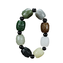 Tianzi jade sculpture Xinjiang and Tian Yuhand string of mens old pit jade jade ware Dolbao colorful white jade jade Bio jade Jade Leopard bracelet